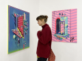 Eva-ten-Have-looking-at-the-Paintings-of-Marlet-Heckhoff-at-the-Gallery-Potemka-leipzig